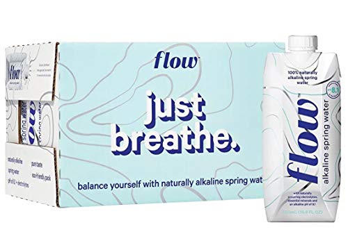 Flow Alkaline Spring Water, Organic Plain, 100% Natural Alkaline Water pH 8.1, Electrolytes + Essential Minerals, Eco-Friendly Pack, 100% Recyclable, BPA-Free, Non-GMO, 16.9oz (Pack of 12)