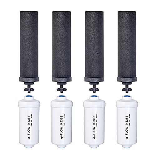 Four Black Berkey (BB9) Replacement Filters & Four Berkey Fluoride Water Filters (PF2)