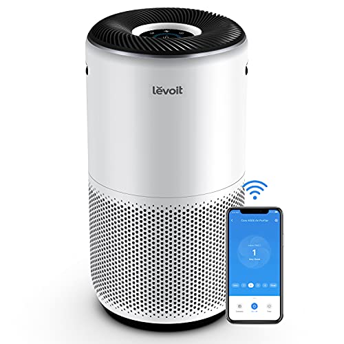 LEVOIT Air Purifier for Home Large Room, Smart WiFi and Alexa Control, H13 True HEPA Filter for Allergies, Pets, Smoke, Dust, Auto Mode, Monitor Quality with PM2.5 Display, 403 sq.ft, White