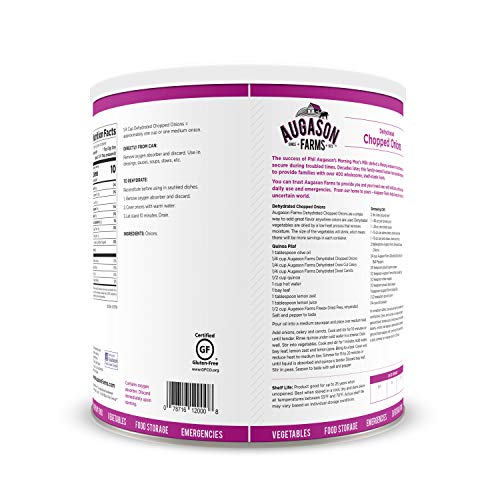 Augason Farms Dehydrated Chopped Onions No. 10 Can, 1 lb 7 oz (652 g) (5-12000), Packaging may vary