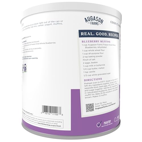 Augason Farms Freeze Dried Whole Blueberries 12 oz No. 10 Can