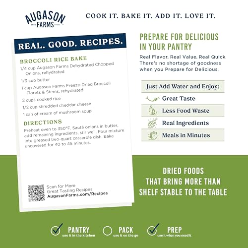 Augason Farms Freeze Dried Broccoli Florets &amp; Stems 7 oz No. 10 Can