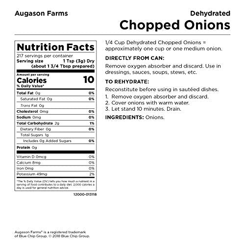 Augason Farms Dehydrated Chopped Onions No. 10 Can, 1 lb 7 oz (652 g) (5-12000), Packaging may vary