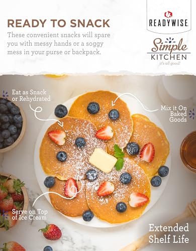 READYWISE - Simple Kitchen Freeze Dried Whole Blueberries, 28 Servings, Vegan, Gluten Free, Fruit Snacks, Emergency Supplies, Dehydrated Fruit, Blueberries