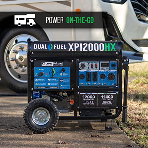 DuroMax XP12000HX Dual Fuel Portable Generator-12000 Watt Gas or Propane Powered