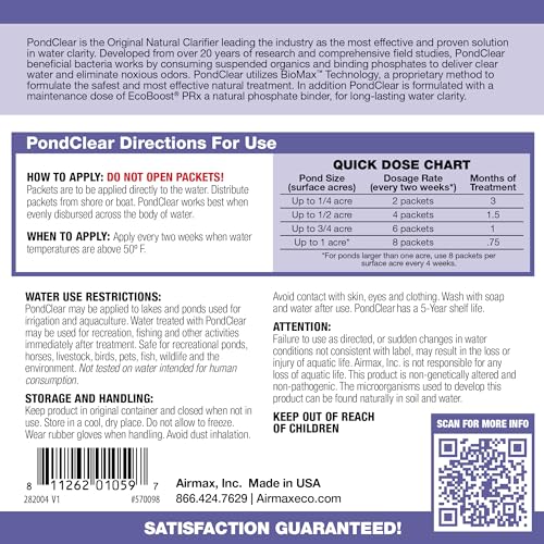 Airmax PondClear Packets, Beneficial Bacteria &amp; Enzyme Clarifier Treatment with Ecoboost PRx