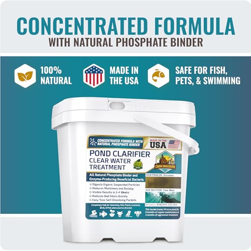 Pond Clear Water Treatment - 16 Pack for 8 Months of Pond Cleaner Supply - Pond Clarifier