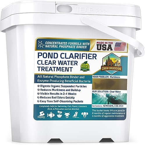 Pond Clear Water Treatment - 16 Pack for 8 Months of Pond Cleaner Supply - Pond Clarifier