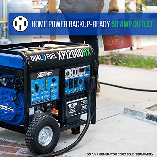 DuroMax XP12000HX Dual Fuel Portable Generator-12000 Watt Gas or Propane Powered