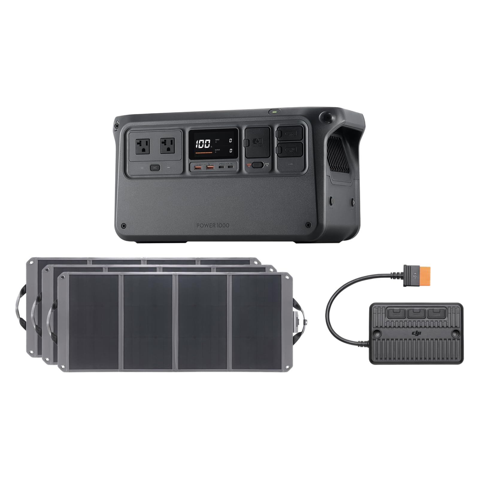 DJI Power 1000 Portable Power Station, 1024Wh Solar Generator with 3x 100W Solar Panels