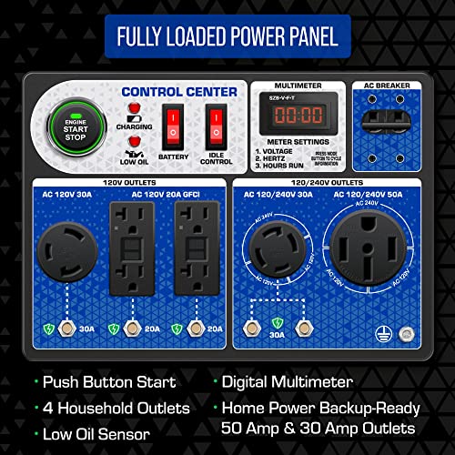 DuroMax XP12000HX Dual Fuel Portable Generator-12000 Watt Gas or Propane Powered