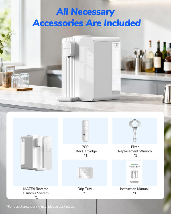 Ecoviva Mate 4 Countertop Reverse Osmosis Water Filter System with UV ...