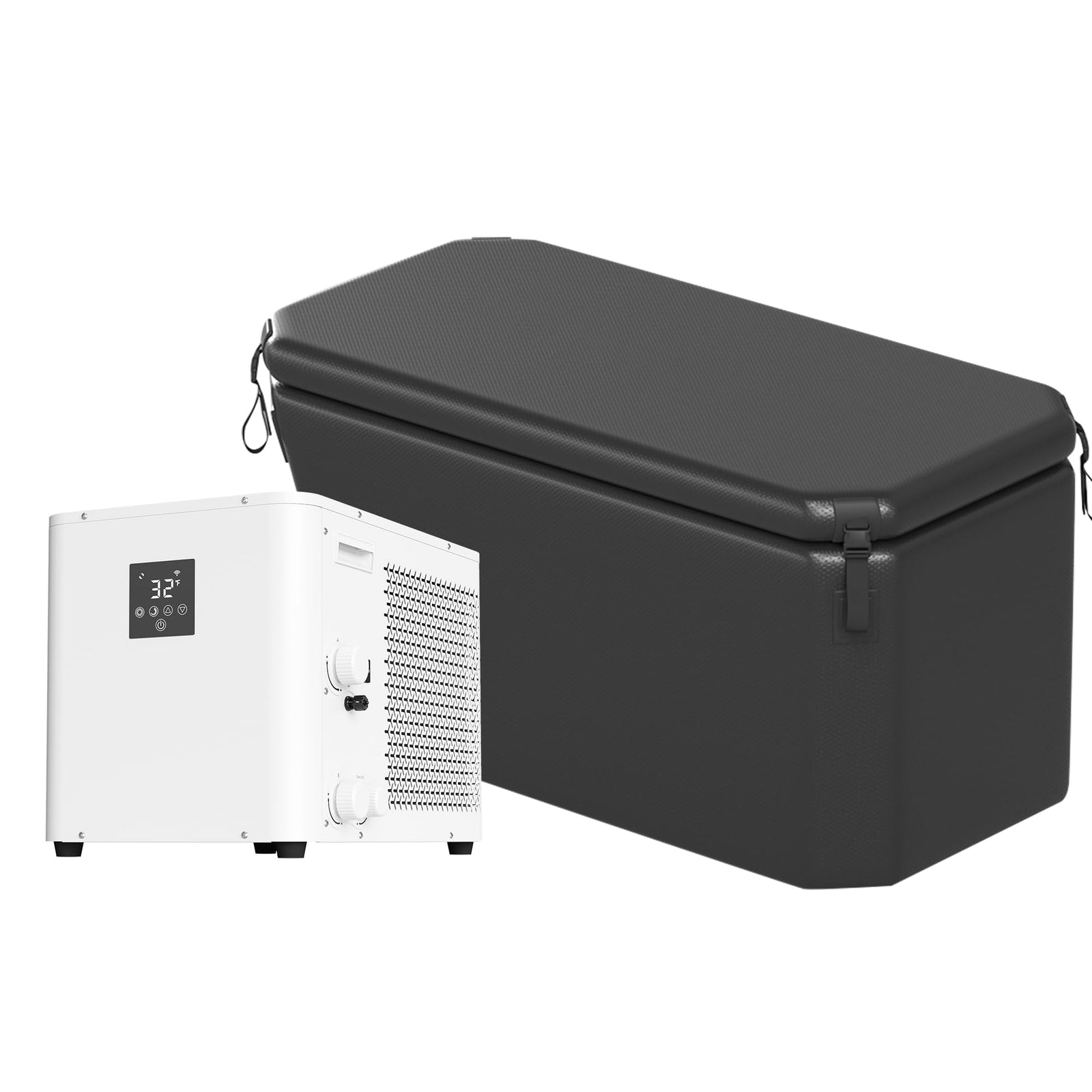 Deeptime 1HP Ice Bath Chiller — Wi‑Fi Remote‑Controlled Cold & Hot Water Chiller with 127‑Gallon Black Inflatable Tub, Cold/Hot Water Circulation System for Athlete Fitness Ice Baths