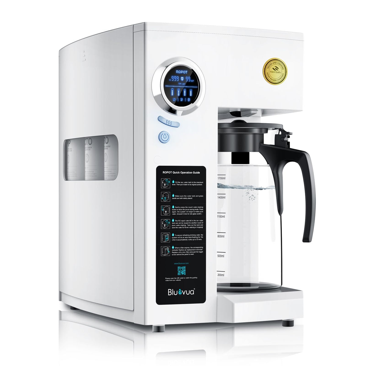 Bluevua RO100ROPOT-UV Reverse Osmosis System Countertop Water Filter
