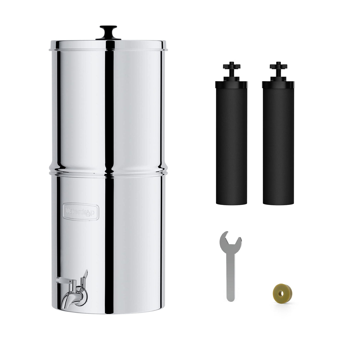 Waterdrop King Tank Gravity-fed Water Filter System  with 2 Black Carbon Filters and Metal Spigot