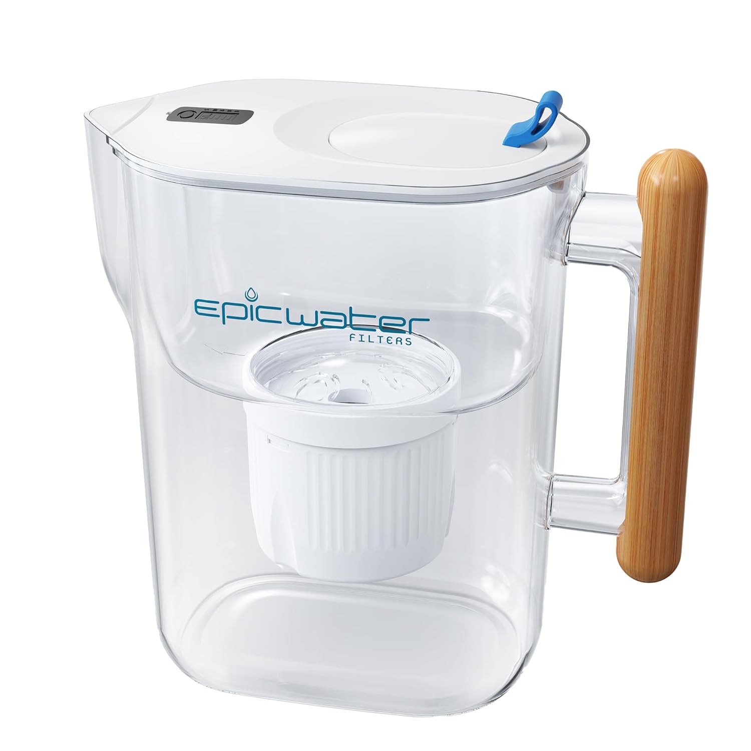 Epic Water Filters - Filtered Water Pitcher (White & Bamboo)