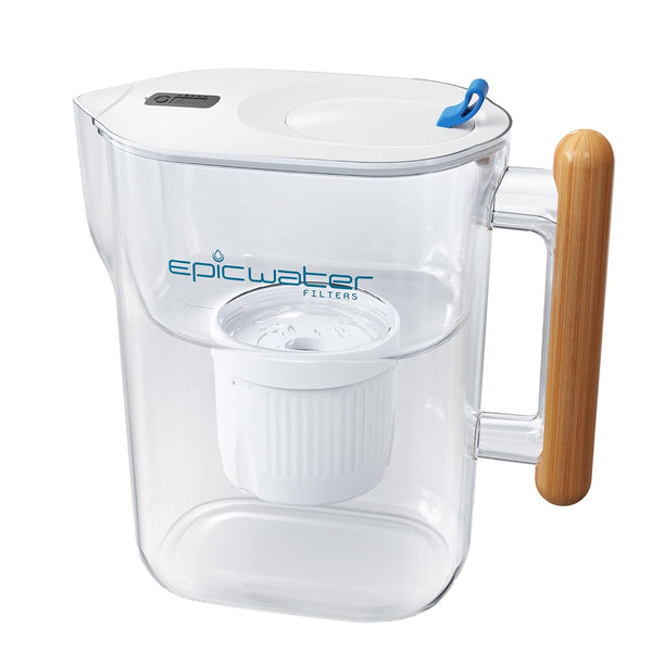 Epic Water Filters - Filtered Water Pitcher (White & Bamboo) - Clean ...