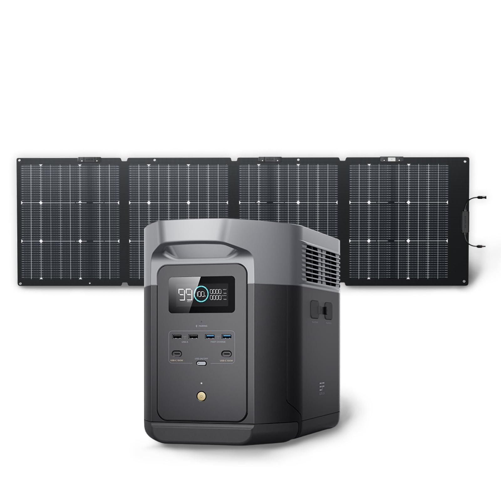 EF ECOFLOW Solar Generator DELTA 2 Max 2048Wh with 220W Solar Panel, LiFePO4 Battery Portable Power Station