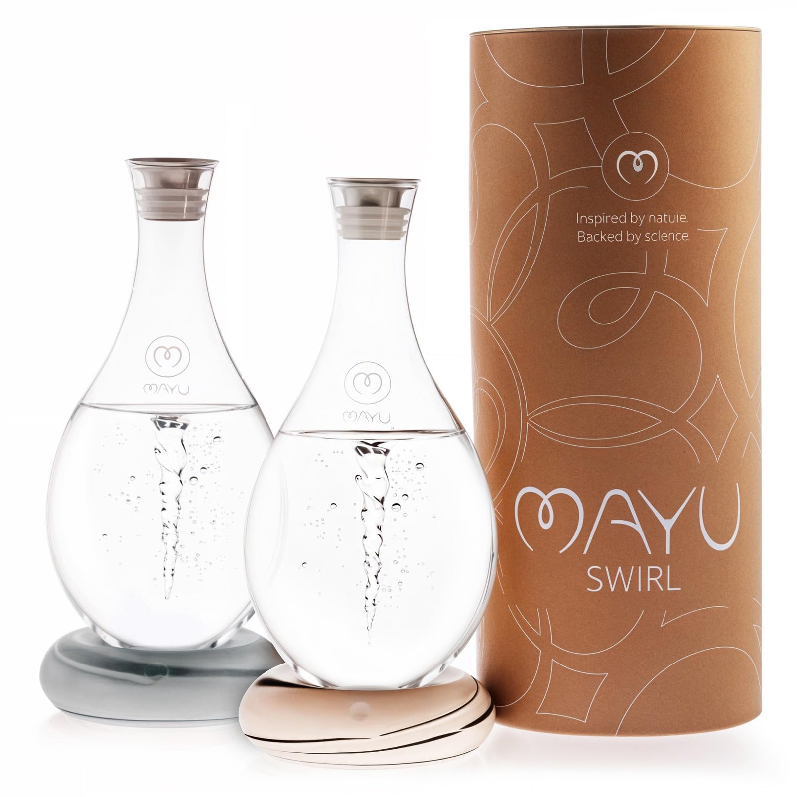 MAYU Swirl Structured Water Pitcher - Double Swirl Bundle - Great for Reverse Osmosis Filter Users