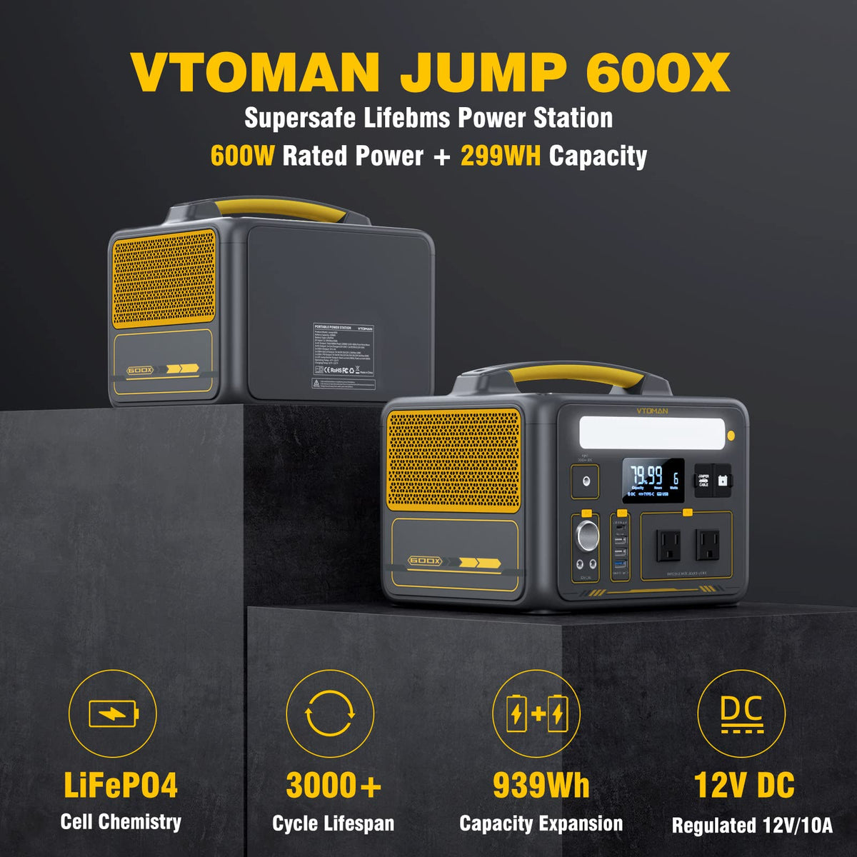 VTOMAN 600W Portable Power Station, LFP Battery Powered Generator