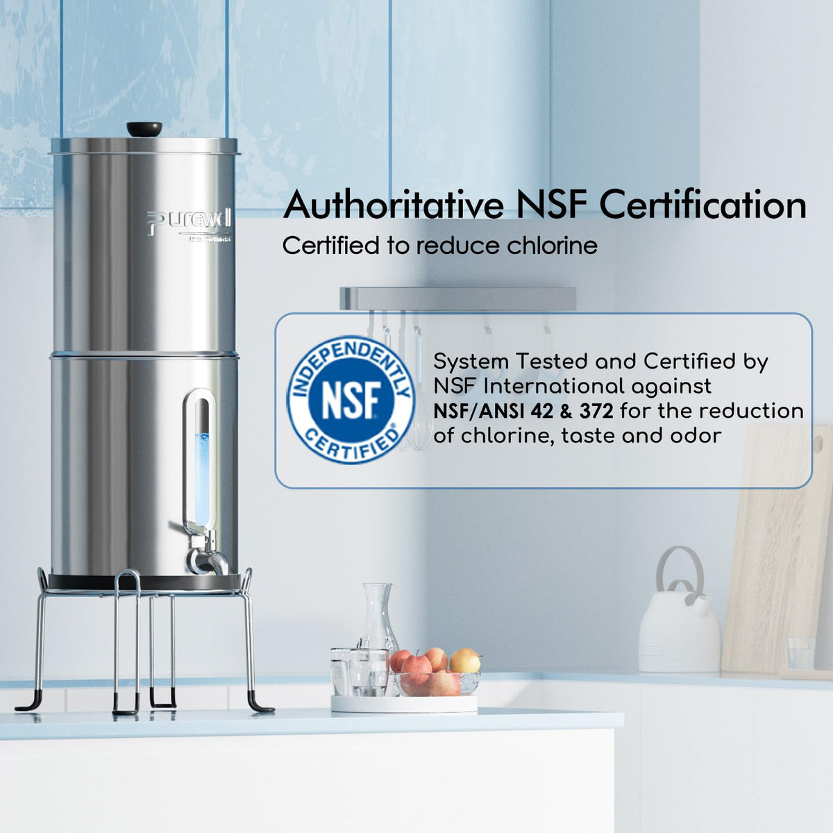 Purewell 2.25G Gravity Water Filter System with Water Level Window