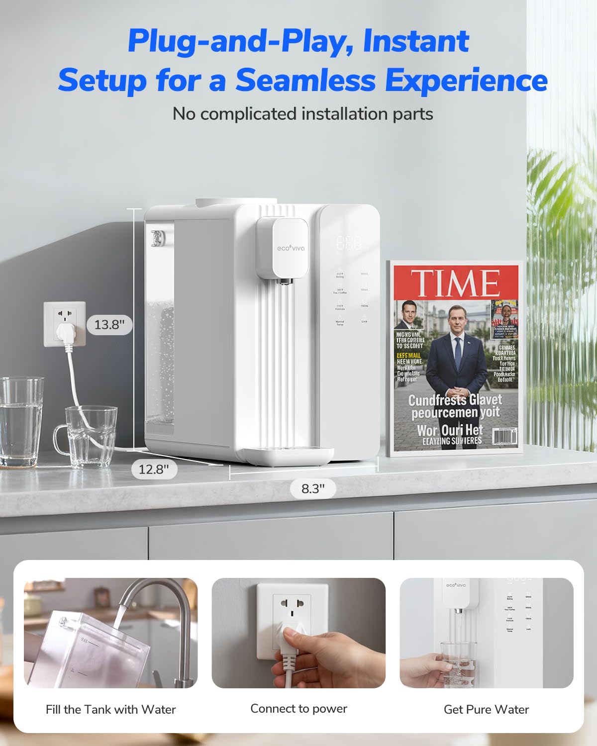 Ecoviva Mate 4 Countertop Reverse Osmosis Water Filter System with UV