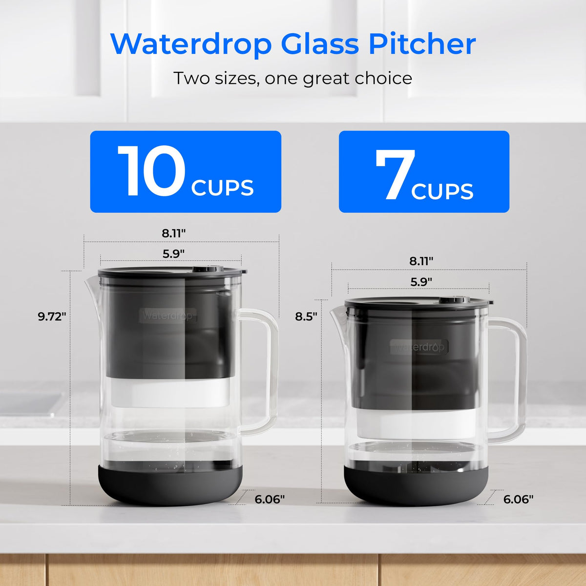 Waterdrop Large Glass Water Filter Pitcher