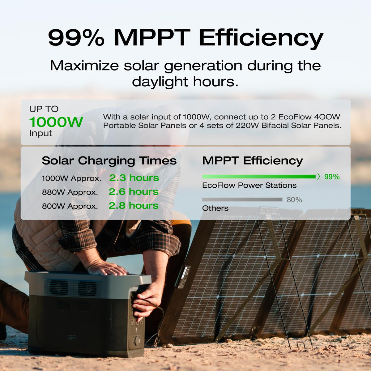 EF ECOFLOW Solar Generator DELTA 2 Max 2048Wh with 2x220W Solar Panel