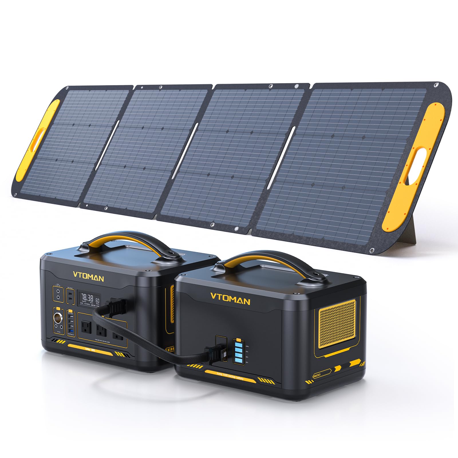 Vtoman 3096Wh Portable Power Station Bundle with Extra Battery & 220W Solar Panel