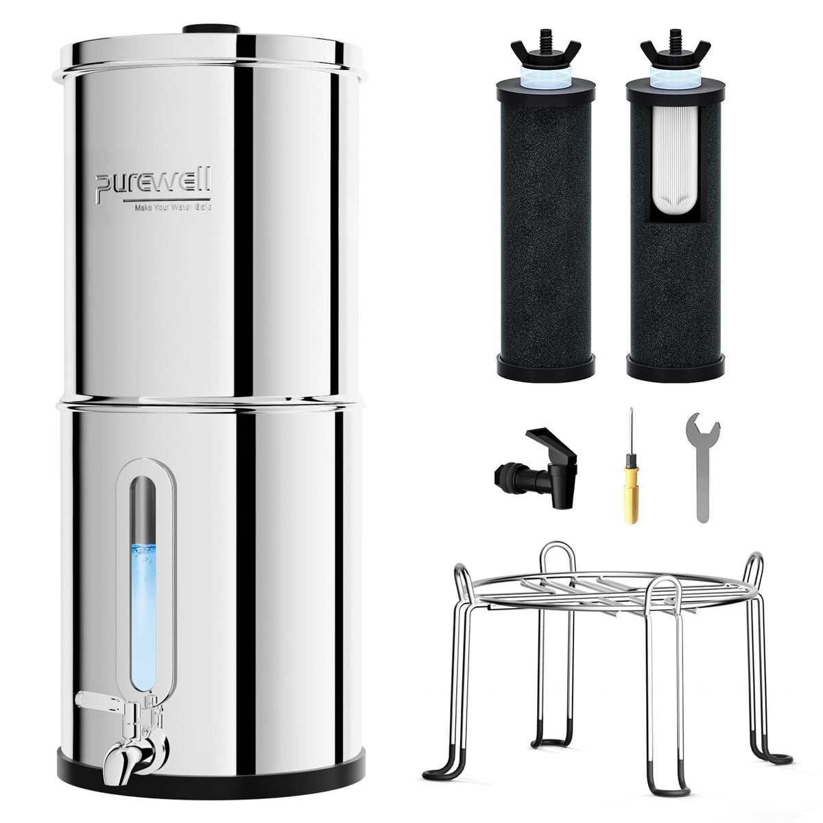 Purewell 2.25G Gravity Water Filter System with Water Level Window