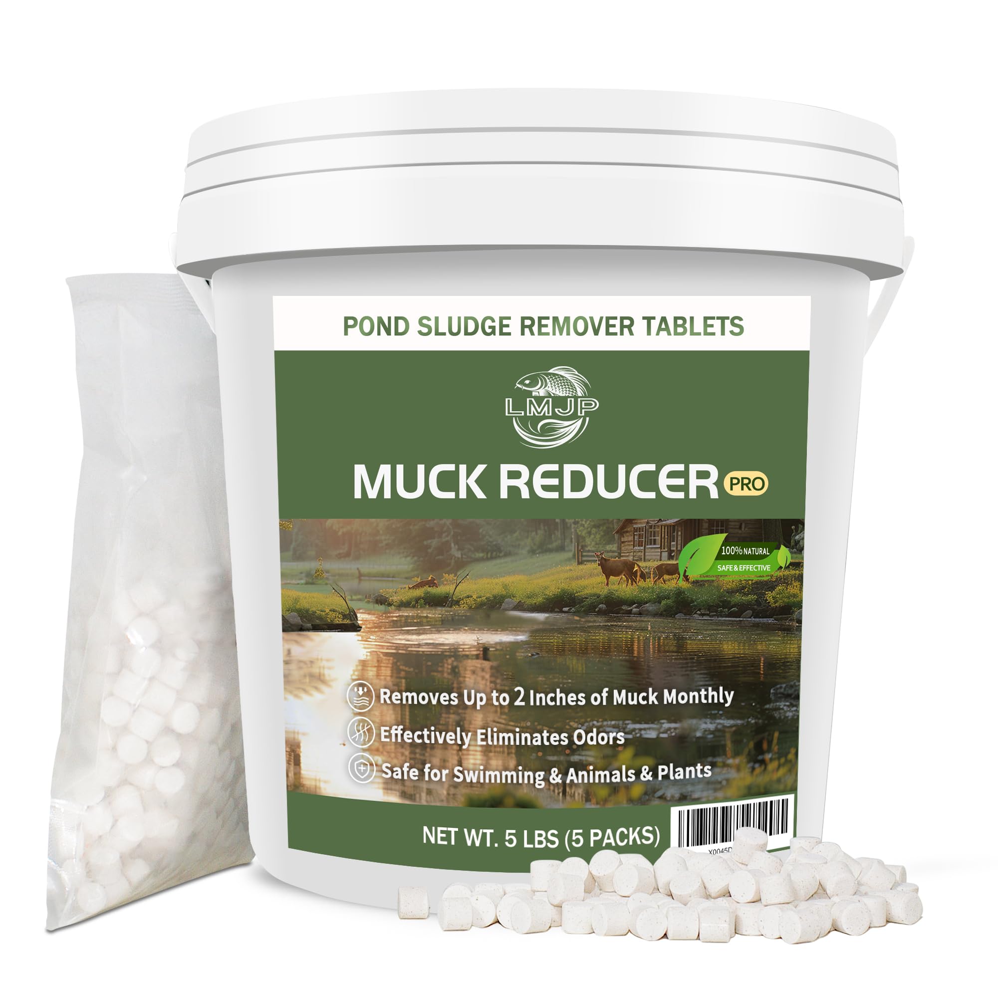 LMJP Muck Reducer - 5LB Natural Muck and Sludge Remover Tablets for Ponds & Lakes