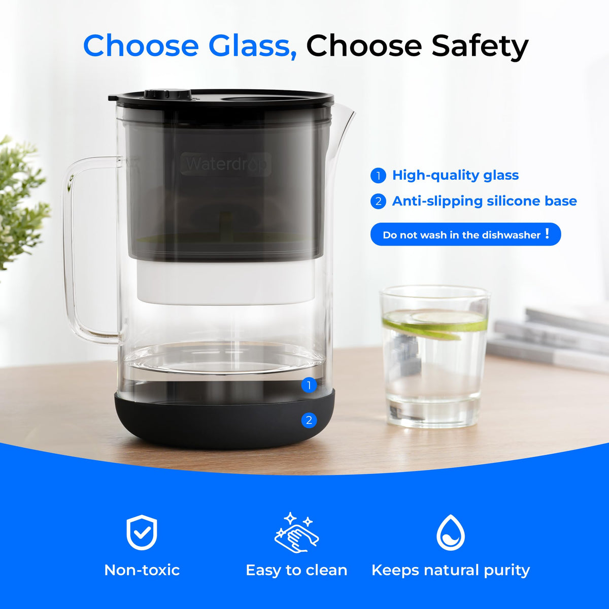 Waterdrop Large Glass Water Filter Pitcher