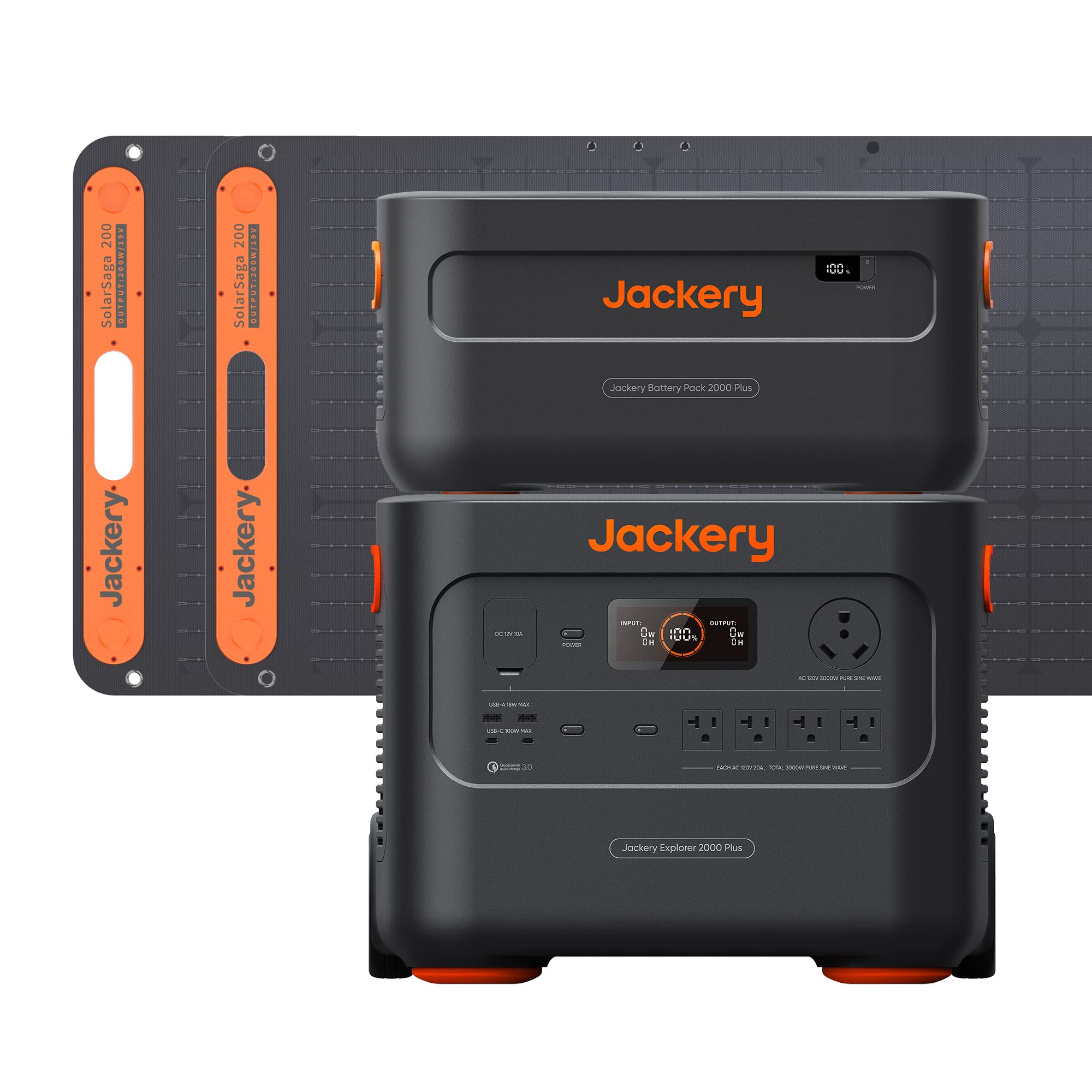 Jackery Solar Generator 4000 Kit, Explorer 2000 Plus and 1X PackPlus E2000