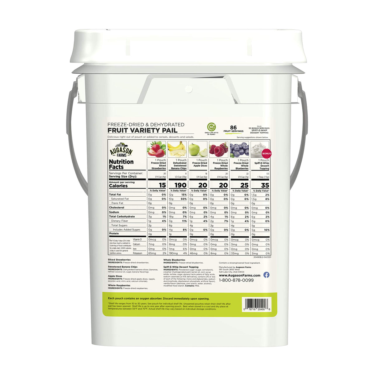 Augason Farms Dehydrated and Freeze-Dried Fruit Variety Pail