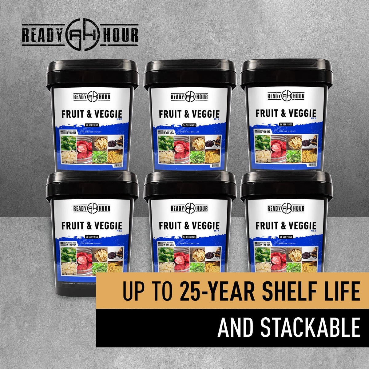 Ready Hour, Fruit &amp; Veggie Mix, Real Non-Perishable Freeze-Dried Food