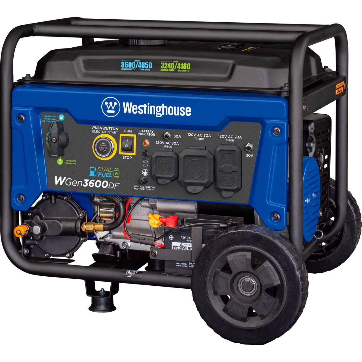 Westinghouse Portable Generator with 4650 Peak Watt Dual Fuel and Remote Electric Start