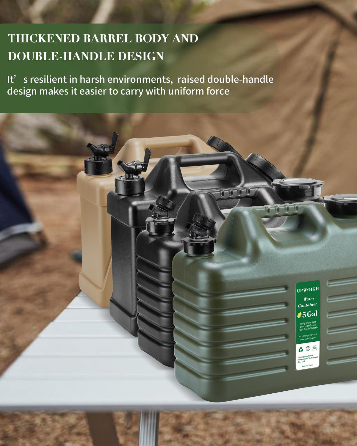 UPWOIGH 5 Gallon Water Jug, Camping Water Container