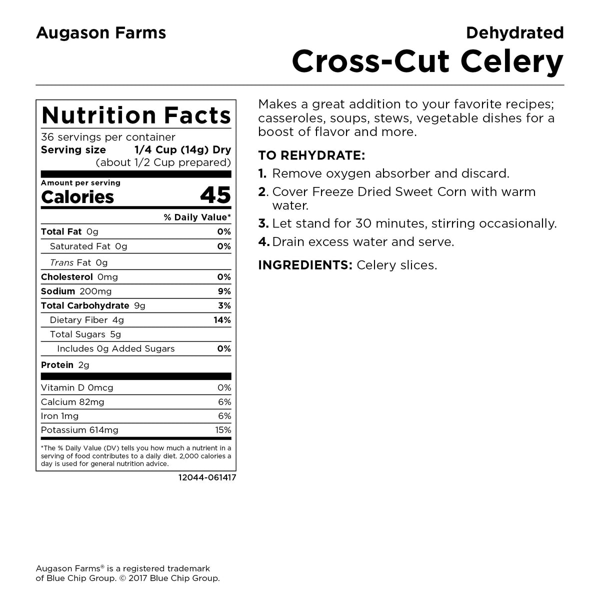 Augason Farms Dehydrated Cross Cut Celery
