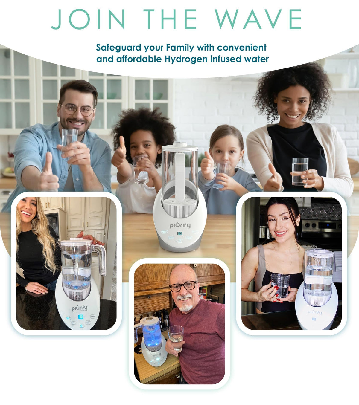 PIURIFY 50 Oz Hydrogen Water Pitcher