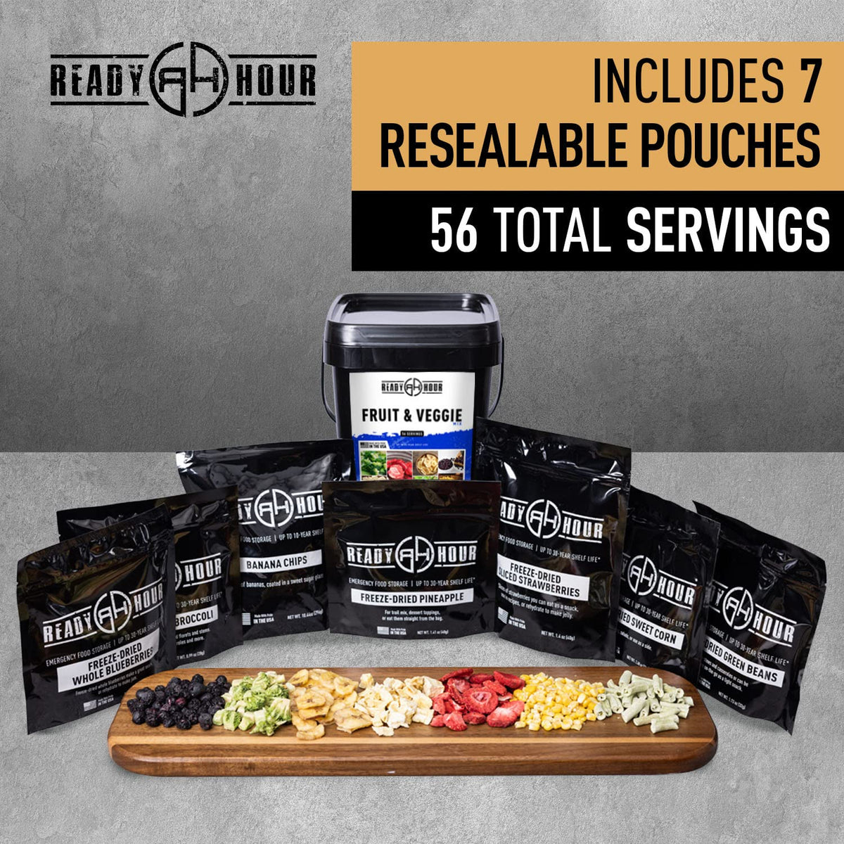 Ready Hour, Fruit &amp; Veggie Mix, Real Non-Perishable Freeze-Dried Food