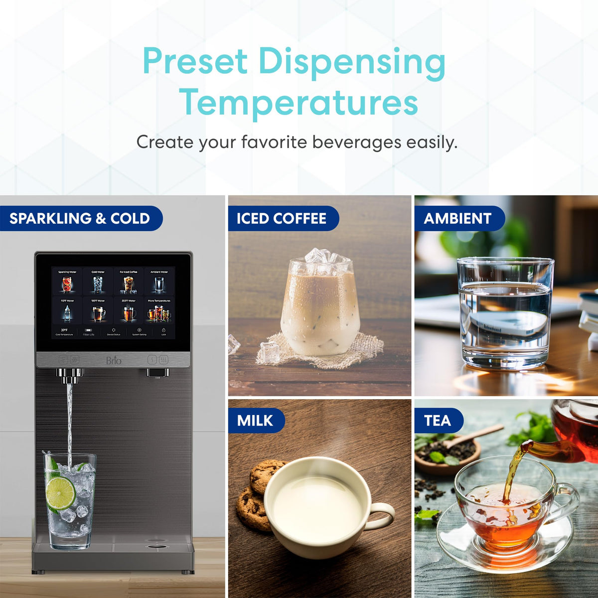 Brio Q60 Sparkling Water Countertop Dispenser with Refillable Tank