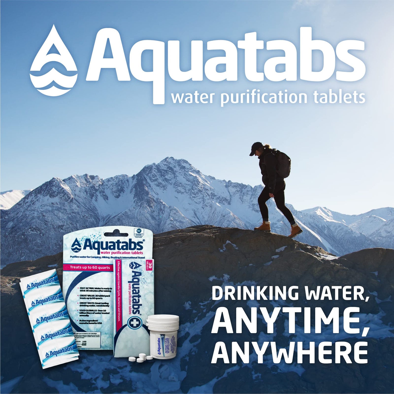 Aquatabs Water Purification Tablets (397mg, 100 Pack)