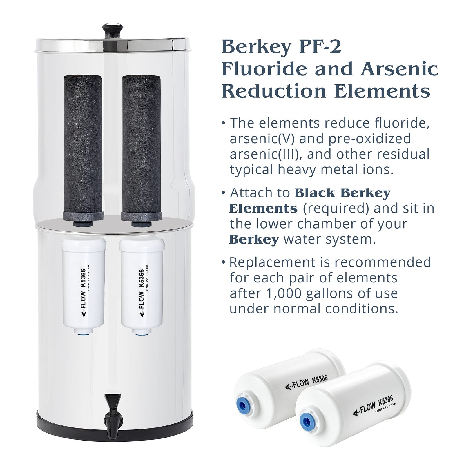 Berkey Authentic Berkey PF-2 Fluoride and Arsenic Reduction Elements (Set of 2 Elements)