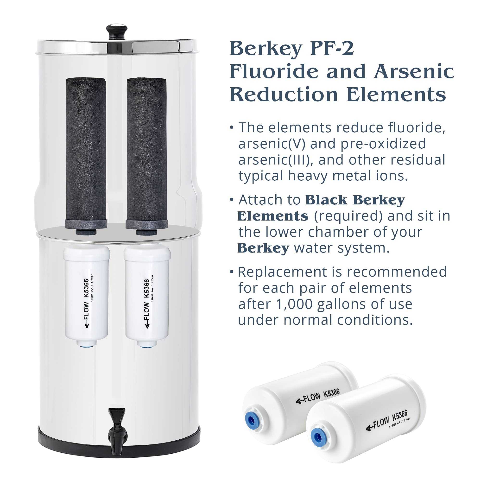 Berkey Authentic Berkey PF-2 Fluoride and Arsenic Reduction Elements (Set of 2 Elements)