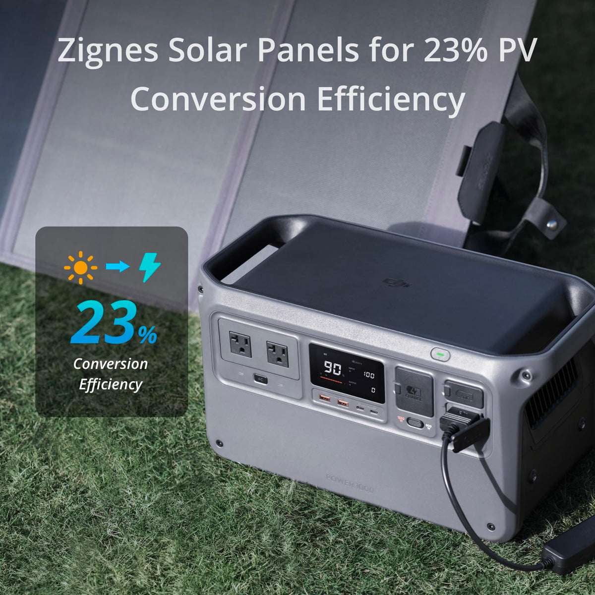 DJI Power 1000 Portable Power Station, 1024Wh Solar Generator with 3x 100W Solar Panels