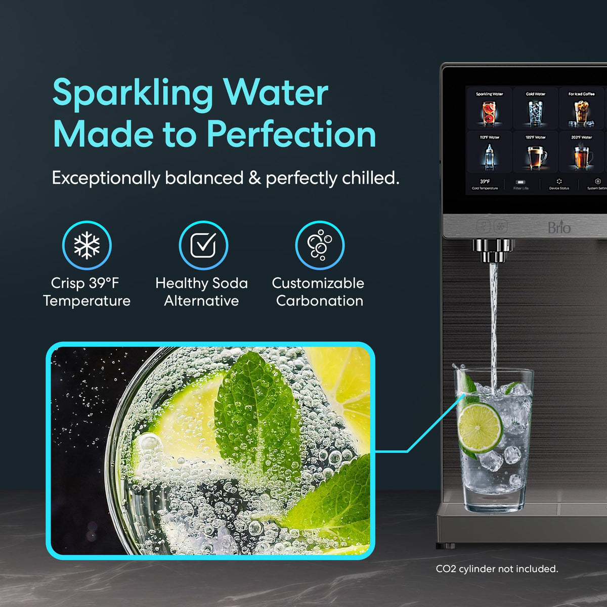 Brio Q60 Sparkling Water Countertop Dispenser with Refillable Tank