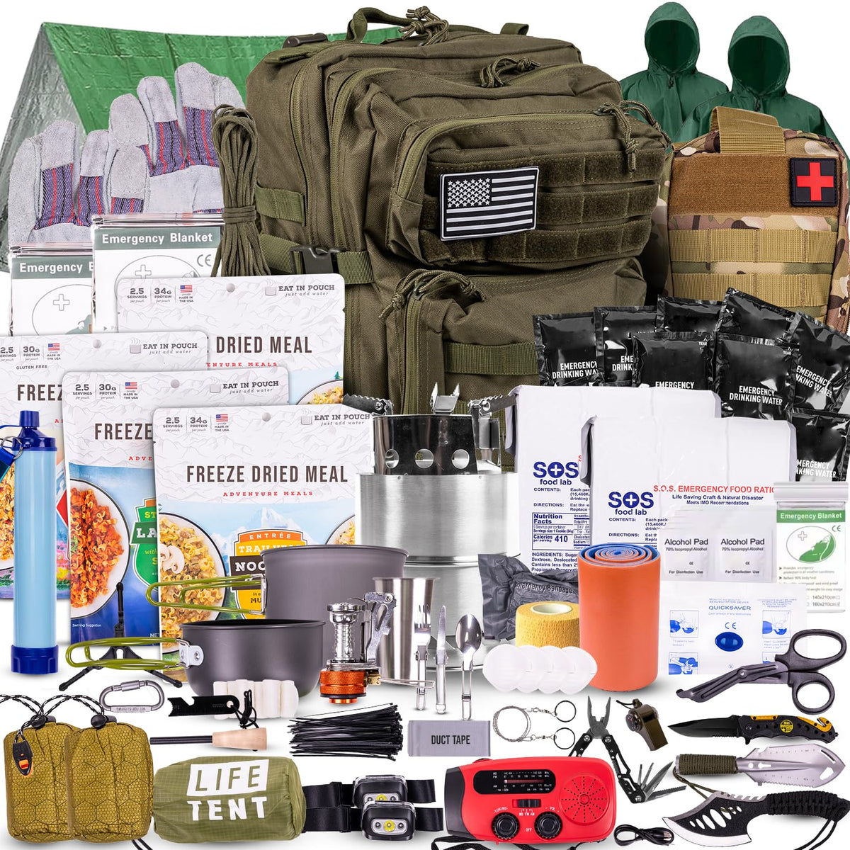 TacPreps 72-Hour Survival Kit 45L Bug Out Bag
