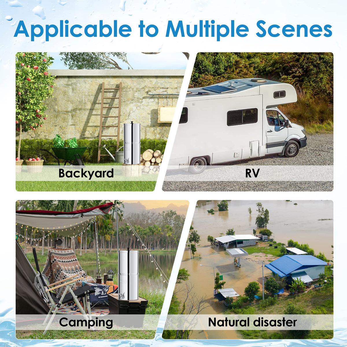 Waterdrop King Tank Gravity-fed Water Filter System  with 2 Black Carbon Filters and Metal Spigot