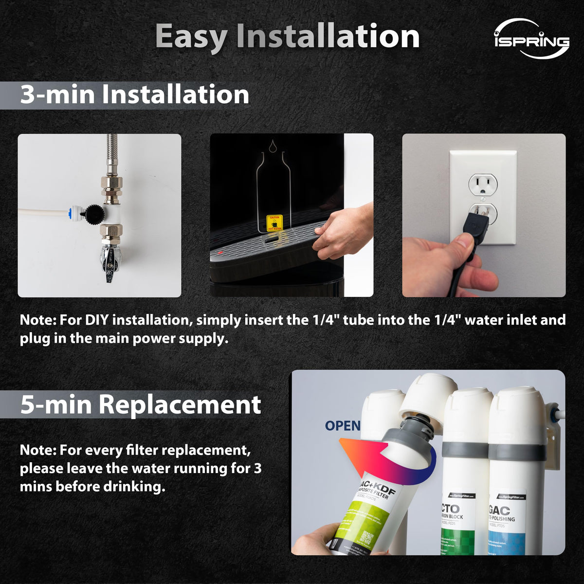 iSpring Bottleless Water Dispenser with Built-in 4-Stage Filtration