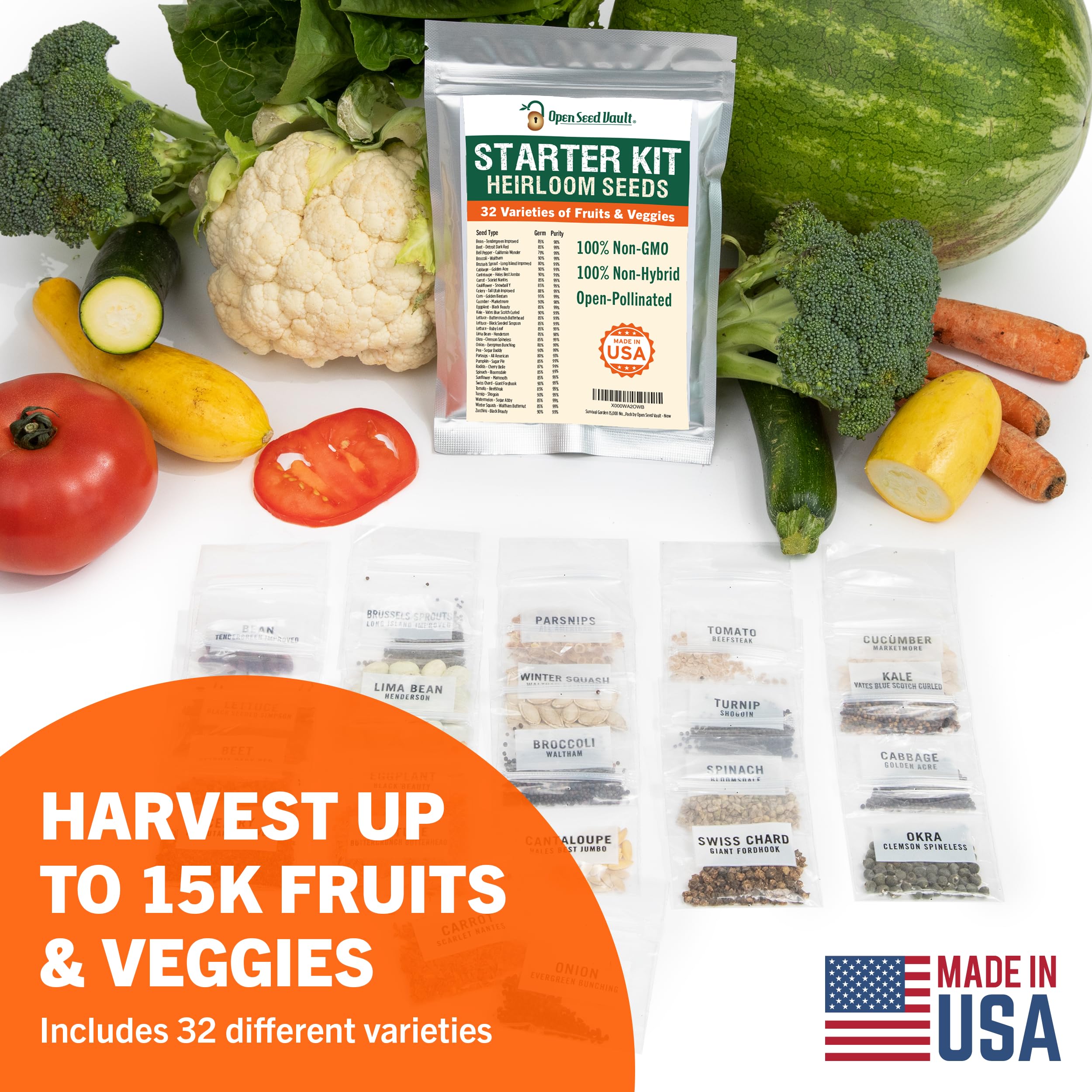 open seed vault survival garden Open Seed Vault 15,000 Non GMO Heirloom Vegetable Seeds